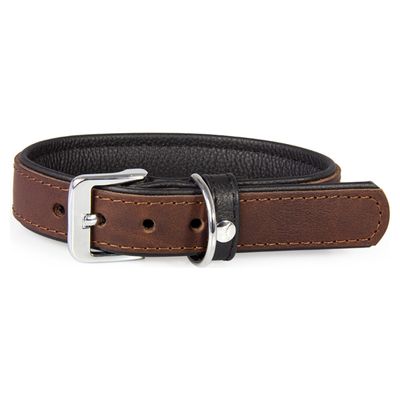 Das Lederband Hundehalsband Vancouver Mocca/Black