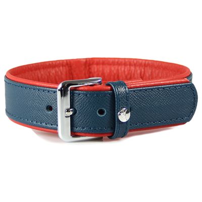 Das Lederband Hundehalsband Milano opal/flame