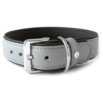 Das Lederband Hundehalsband Amsterdam ice/lava