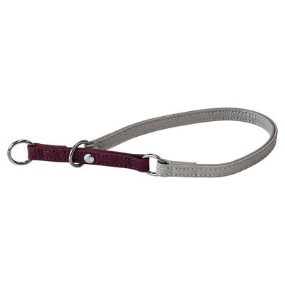 Das Lederband Zughalsband mit Stop Amsterdam Merlot/Grey