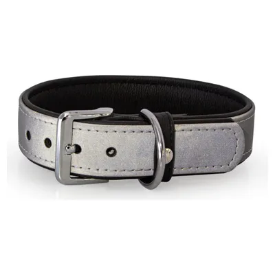 Das Lederband Halsband Oslo Silver reflective/Black Das Lederband Halsband Oslo Silver reflective/Black