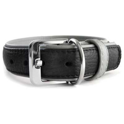 Das Lederband Hundehalsband New York schwarz/stone