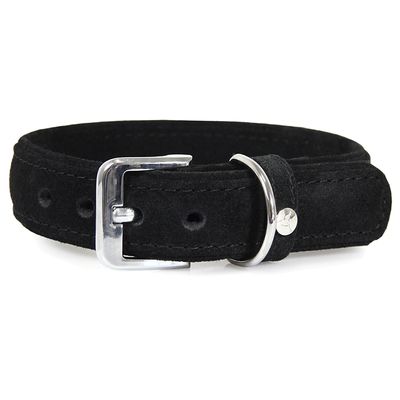 Das Lederband Hundehalsband Toronto schwarz/schwarz