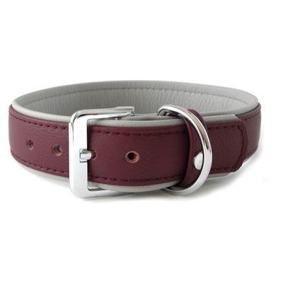 Das Lederband Hundehalsband Amsterdam merlot/grey