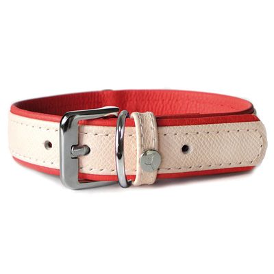 Das Lederband Hundehalsband Firenze rosy/rubyred