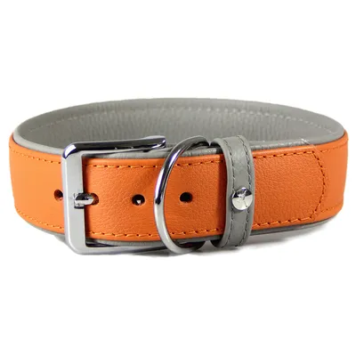 Das Lederband Hundehalsband New York orange/stone Das Lederband Hundehalsband New York orange/stone