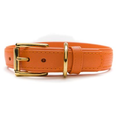 Das Lederband Hundehalsband Como orange/orange