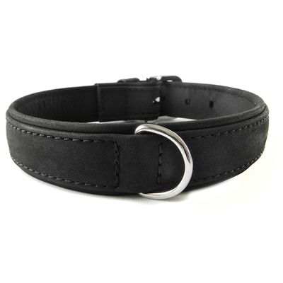 Das Lederband Hundehalsband Boston schwarz/schwarz