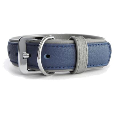 Das Lederband Hundehalsband New York saphire/stone