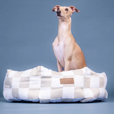 PAIKKA Hundebett kariert beige
