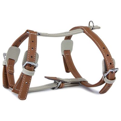 Das Lederband Geschirr Amsterdam Brandy/Grey