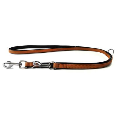 Das Lederband Hunde Führleine Denver cognac/schwarz