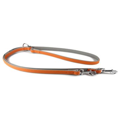 Das Lederband Hunde Führleine New York orange/stone