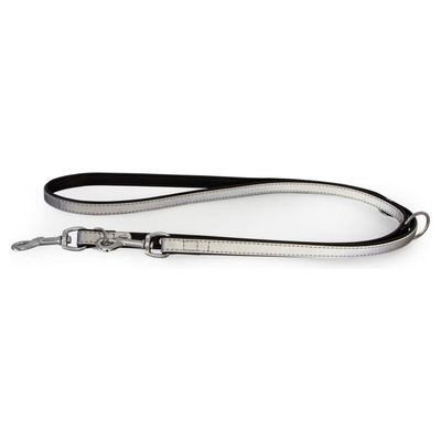 Das Lederband Führleine Oslo Silver reflective/Black