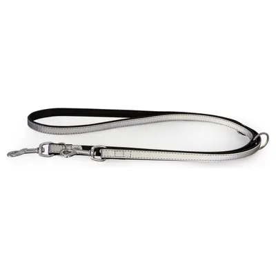 Das Lederband Führleine Oslo Silver reflective/Black Das Lederband Führleine Oslo Silver reflective/Black