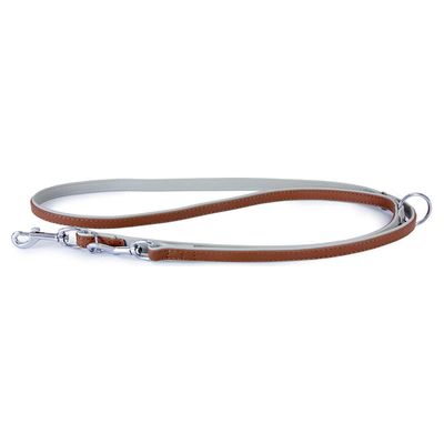Das Lederband Hunde Führleine Amsterdam Brandy/Grey