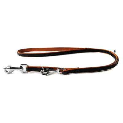Das Lederband Hunde Führleine Denver schwarz/cognac Das Lederband Hunde Führleine Denver schwarz/cognac
