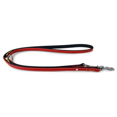 Das Lederband Hunde Führleine Frankfurt Black/Indian-Red/Vibrant-Yellow