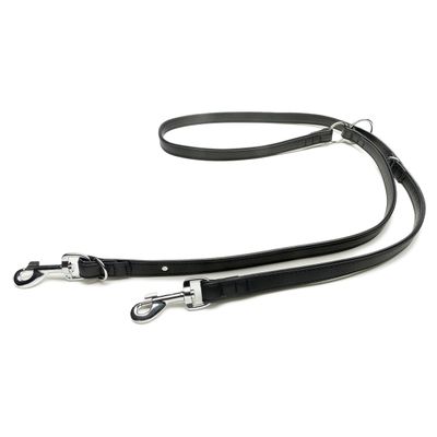 Das Lederband Hunde Führleine Granada schwarz/schwarz