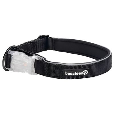 Beeztees Hundehalsband Parinca Safety Gear LED Nylon schwarz