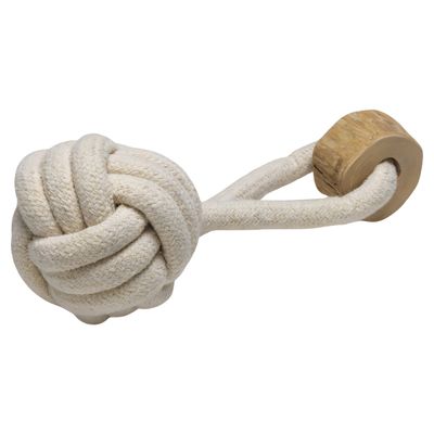 Beeztees Hundespielzeug Fliegender Ball aus Baumwolle beige
