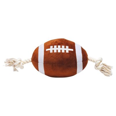 Beeztees Hundespielzeug Rugbyball mit Seil braun aus Plüsch