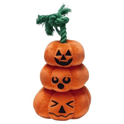 Beeztees Hundespielzeug Halloween Kürbis mit Seil orange