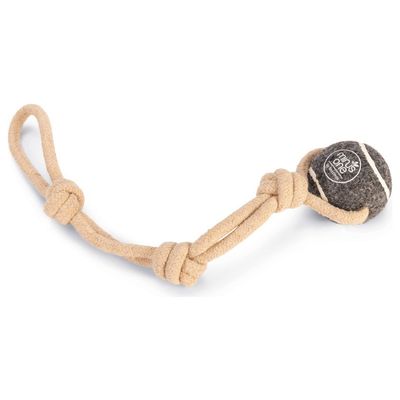 Beeztees Minus One Hundespielzeug Tennisball mit Seil und Handschlaufe