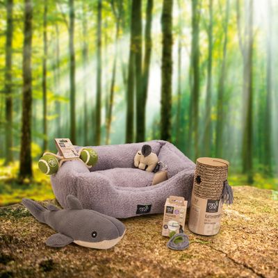 Beeztees Minus One Hundespielzeug Mantarochen grau-beige