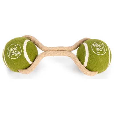 Beeztees Minus One Hundespielzeug Tennisball 2 Bälle mit Seil grün-beige Beeztees Minus One Hundespielzeug Tennisball 2 Bälle mit Seil grün-beige