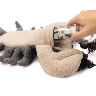 Beeztees Minus One Hundespielzeug Hummer mit Plastikflasche grau-beige Beeztees Minus One Hundespielzeug Hummer mit Plastikflasche grau-beige