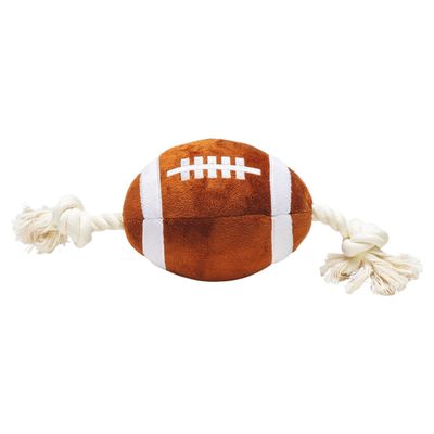 Beeztees Hundespielzeug Rugbyball mit Seil braun aus Plüsch