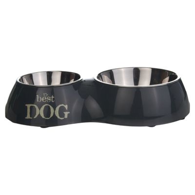 Beeztees Hunde Doppelnapf Best Dog grau