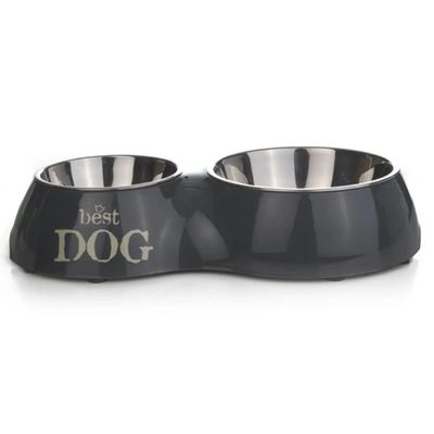 Beeztees Hunde Doppelnapf Best Dog grau