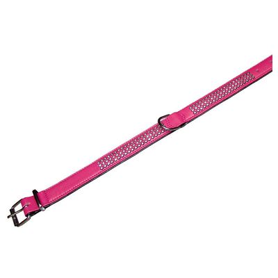 Nobby Halsband Crystal dreireihig fuchsia/schwarz