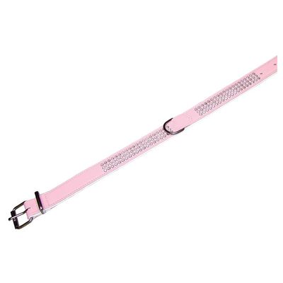 Nobby Halsband Crystal dreireihig rosa/weiß