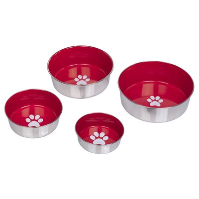 Nobby Edelstahlnapf Heavy Paw, rutschfest rot