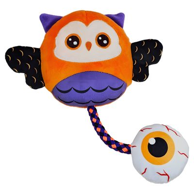 Nobby Hundespielzeug Halloween Plüsch Eule mit Seil