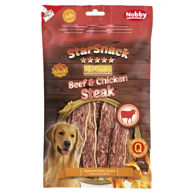 Nobby Starsnack Barbecue Beef & Chicken Steak 113 g Nobby Starsnack Barbecue Beef & Chicken Steak 113 g