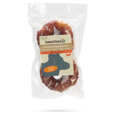Beeztees Rinderhaut Ring mit Ente