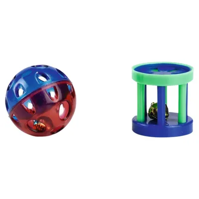 Beeztees Katzenspielzeug Ball und Roller mit Glocke - 2 Stück Beeztees Katzenspielzeug Ball und Roller mit Glocke - 2 Stück