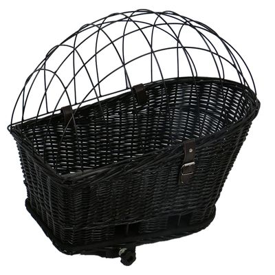 Duvo+ Fahrradkorb mit Kissen Weiden Provence schwarz für Katzen