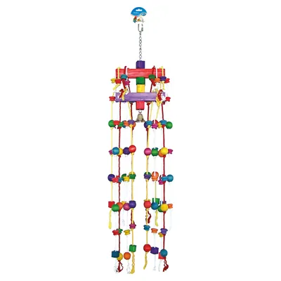 Duvo+ Vogelspielzeug Karussell mit Baumwollseil & Holzblöcken Duvo+ Vogelspielzeug Karussell mit Baumwollseil & Holzblöcken