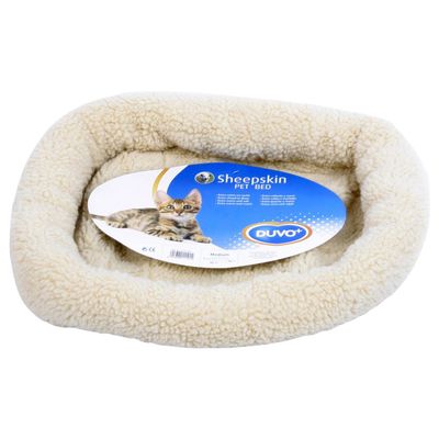 Duvo+ Bett oval Schafsfell braun für Katzen