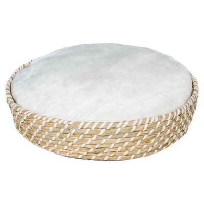 Duvo+ Katzen-Weidenbett rund & Kissen Boho beige/weiß