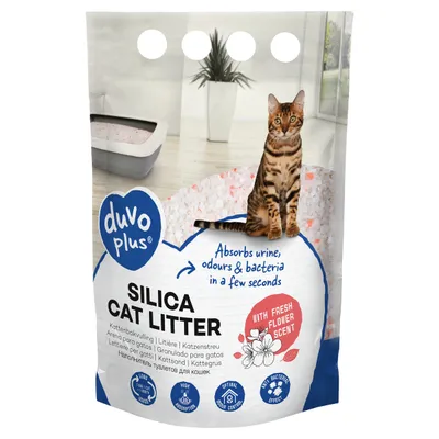 Duvo+ Katzenstreu Premium Silica Blume weiß/rosa 5 l Duvo+ Katzenstreu Premium Silica Blume weiß/rosa 5 l
