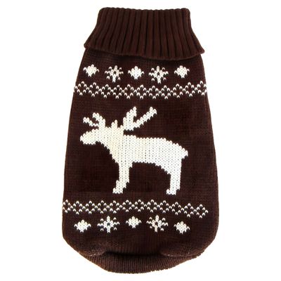 Wolters Strickpullover Elch für Mops & Co. braun/weiß