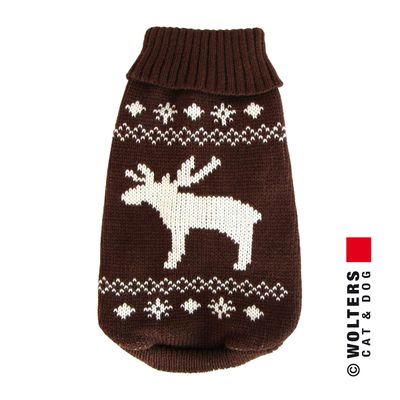 Wolters Strickpullover Elch braun/weiß