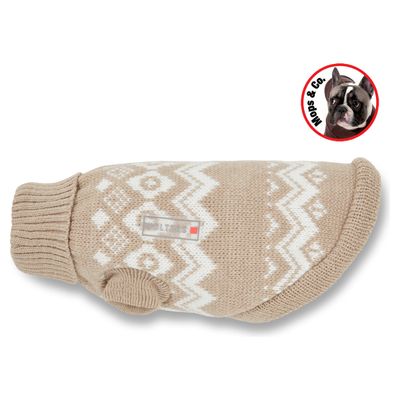 Wolters Norweger Pullover für Mops & Co. taupe/weiß