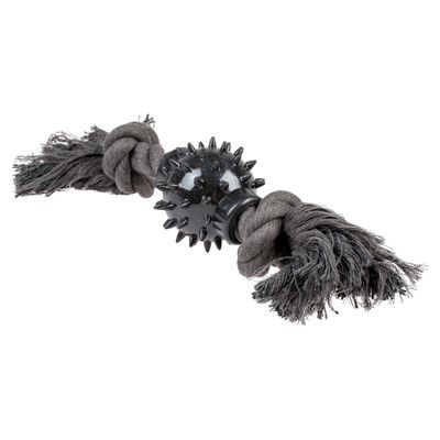 Duvo+ Hundespielzeug Eco-Seil 2 Knoten & Kugel mit Gummienden grau